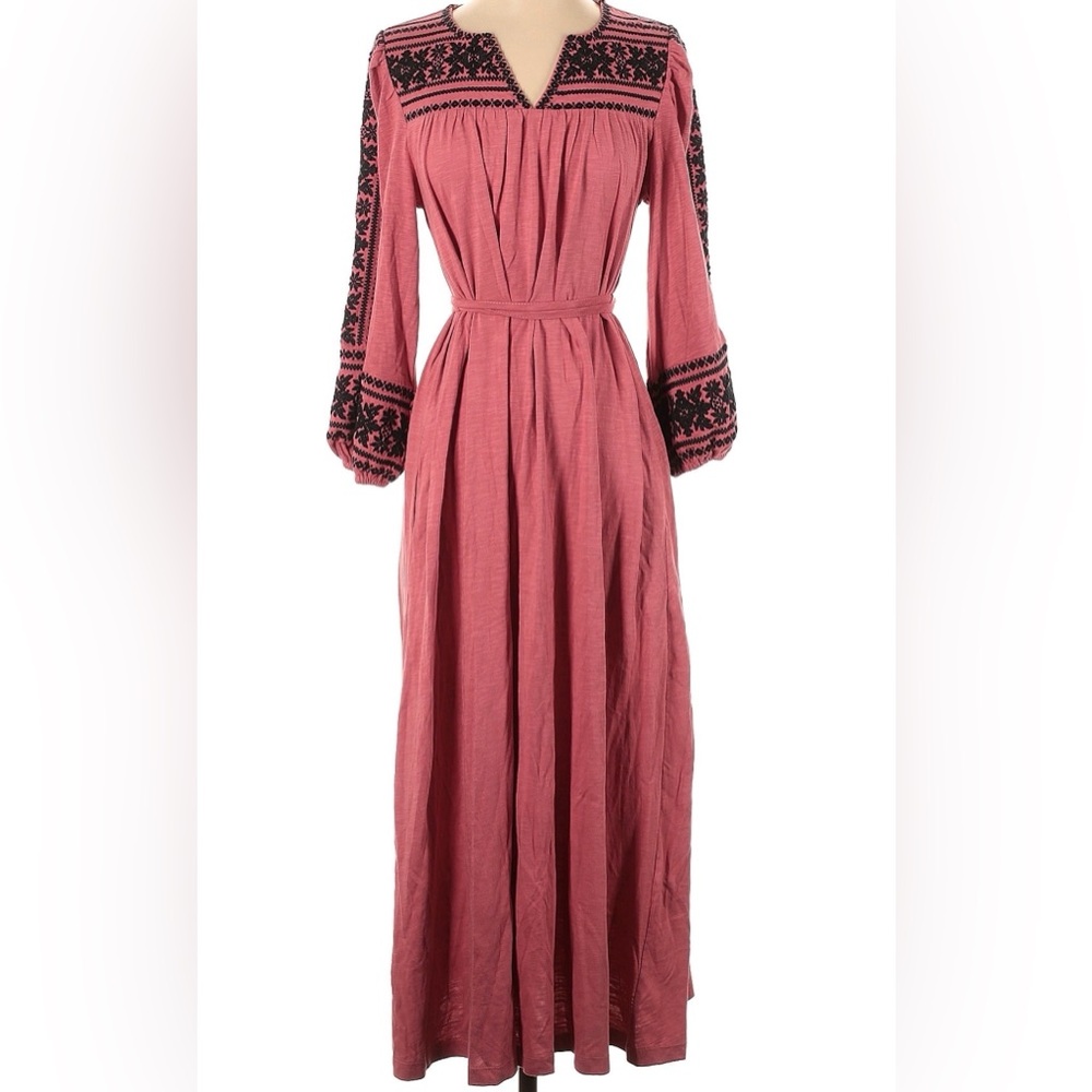 BODEN pink embroidered knit maxi dress